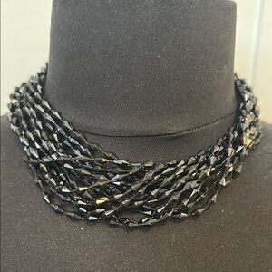 Vintage Black Beaded Necklace